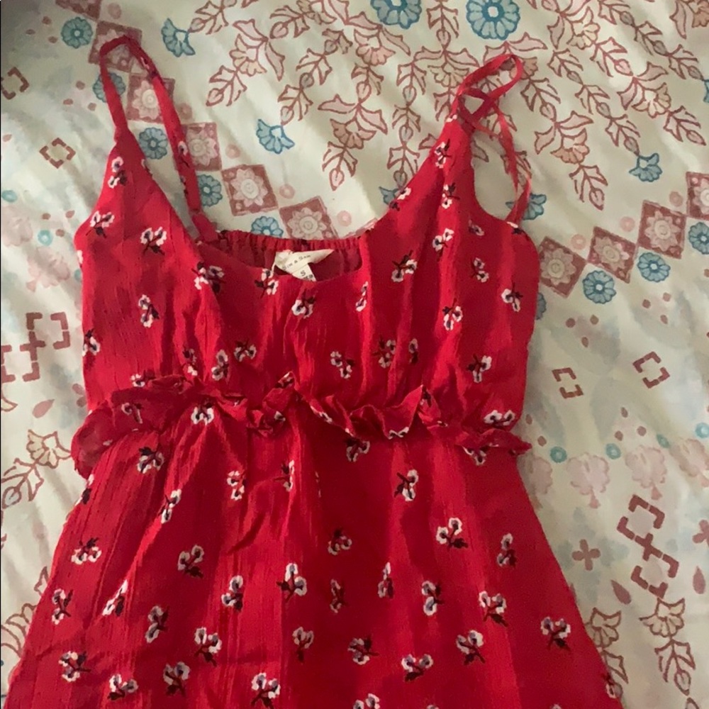 Flowy Floral Red Dress